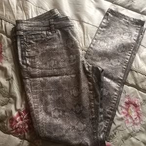 INC Brown and Gold Snake print Skinny leg jeans.